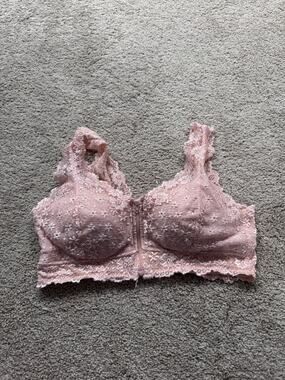 Unbranded Lace Peach Light Orange Wireless Nursing Bra Front Zip Plus Size 2X